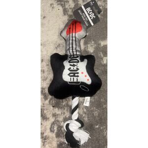 Perri's AC/DC Plush Guitar Squeak Dog Toy with Rope (NEW)